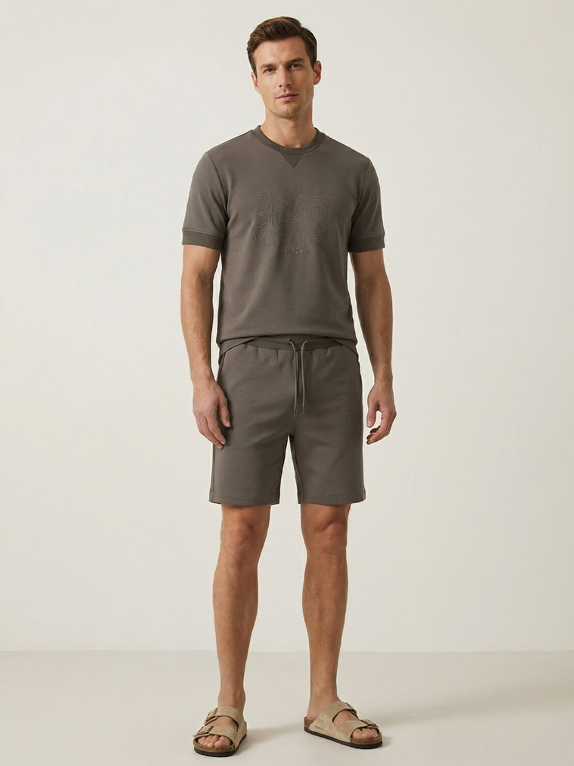 Haki Pamuk Dokulu Regular Fit Şort (1)