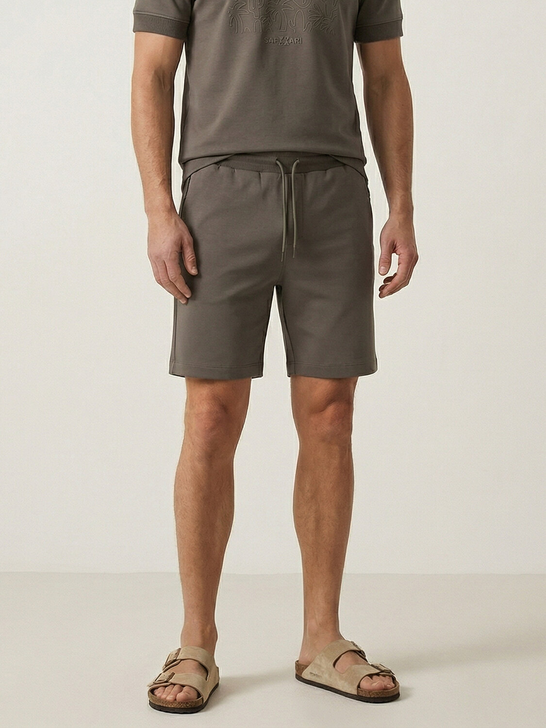 Haki Pamuk Dokulu Regular Fit Şort