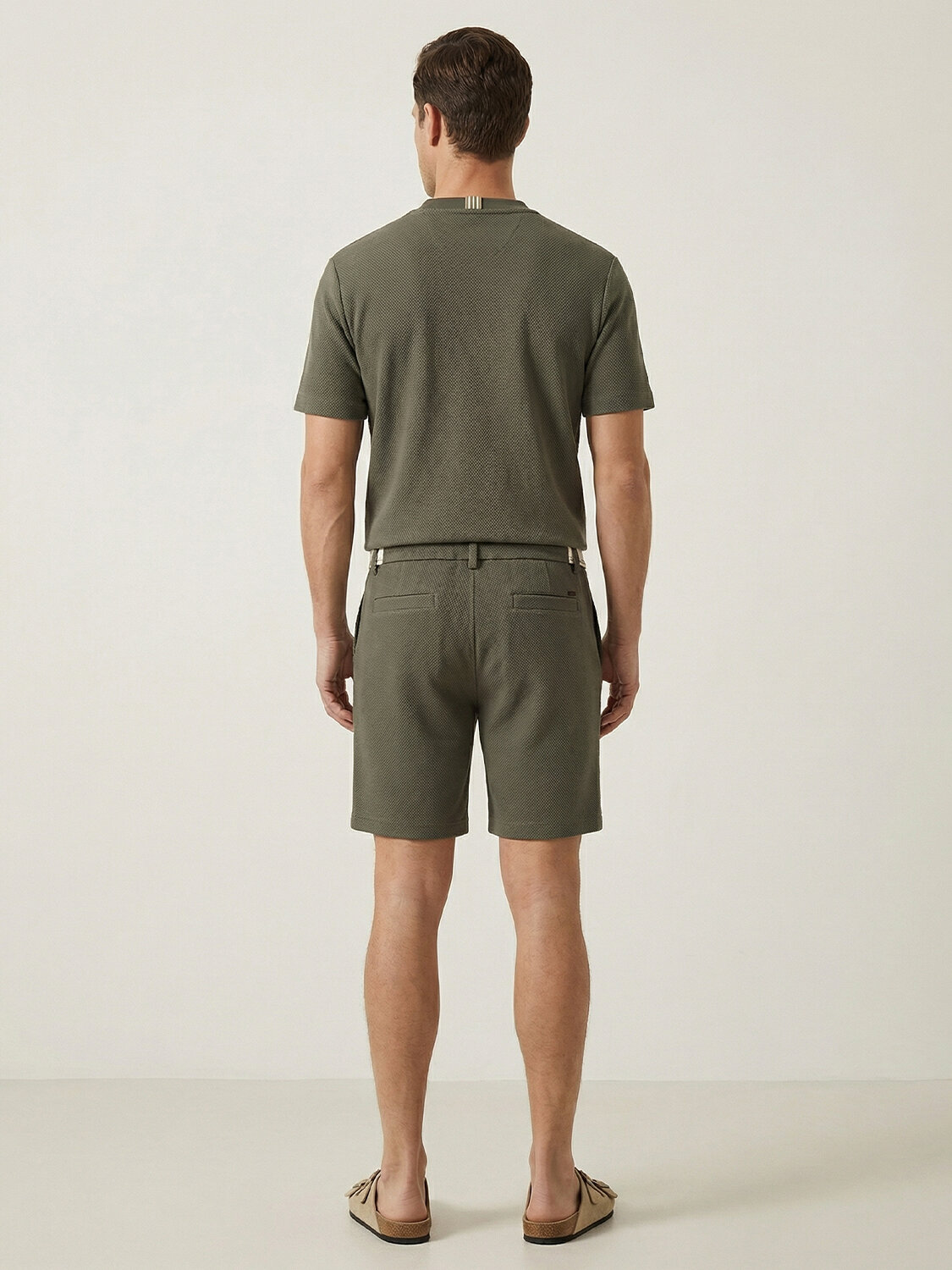 Haki Pamuk Dokulu Regular Fit Şort - 3