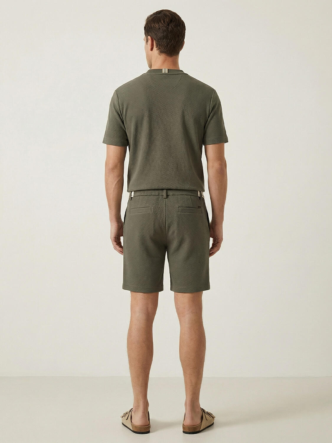 Haki Pamuk Dokulu Regular Fit Şort - 3