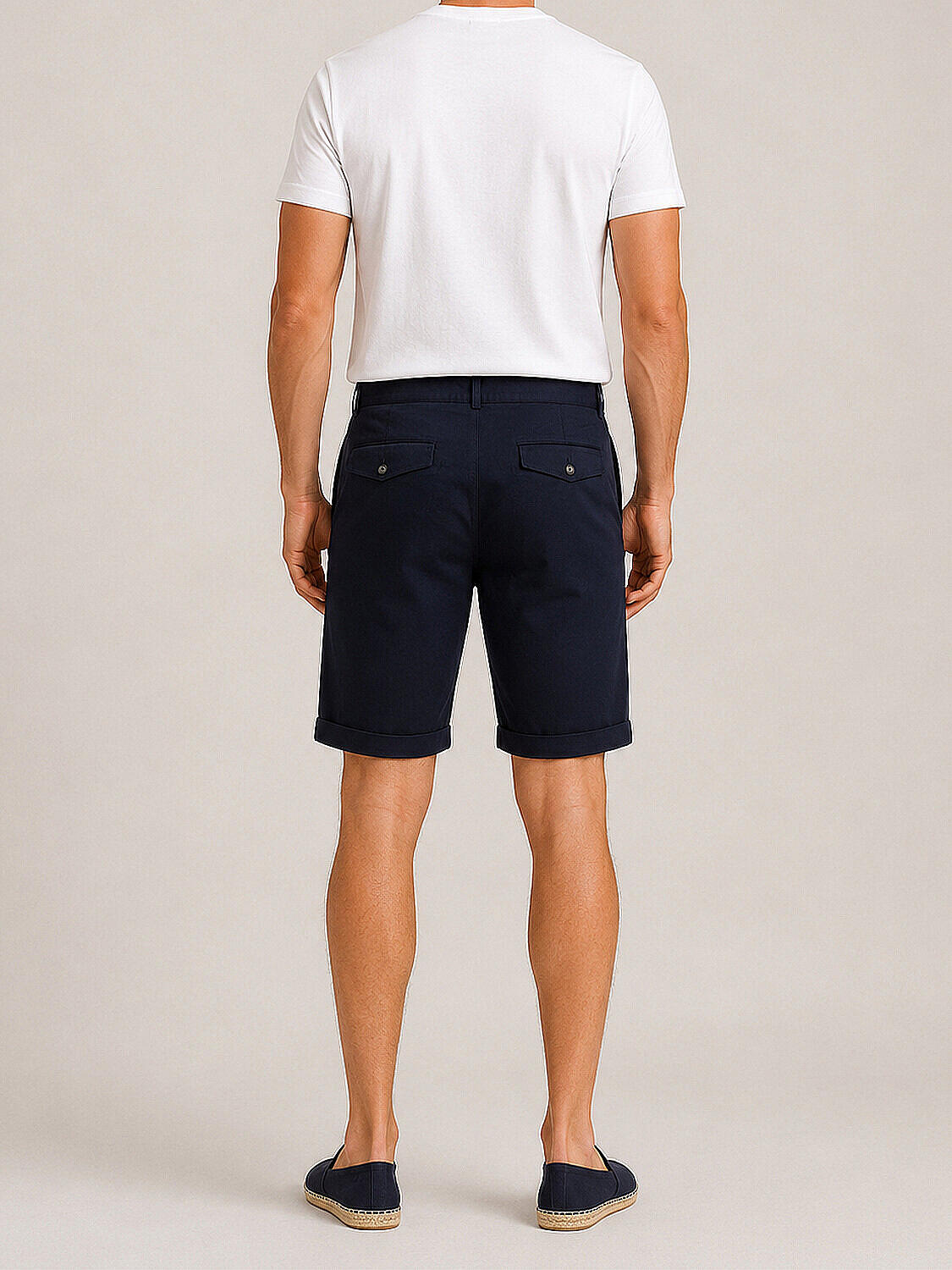 Lacivert Keten Karışımlı Regular Fit Şort (3)