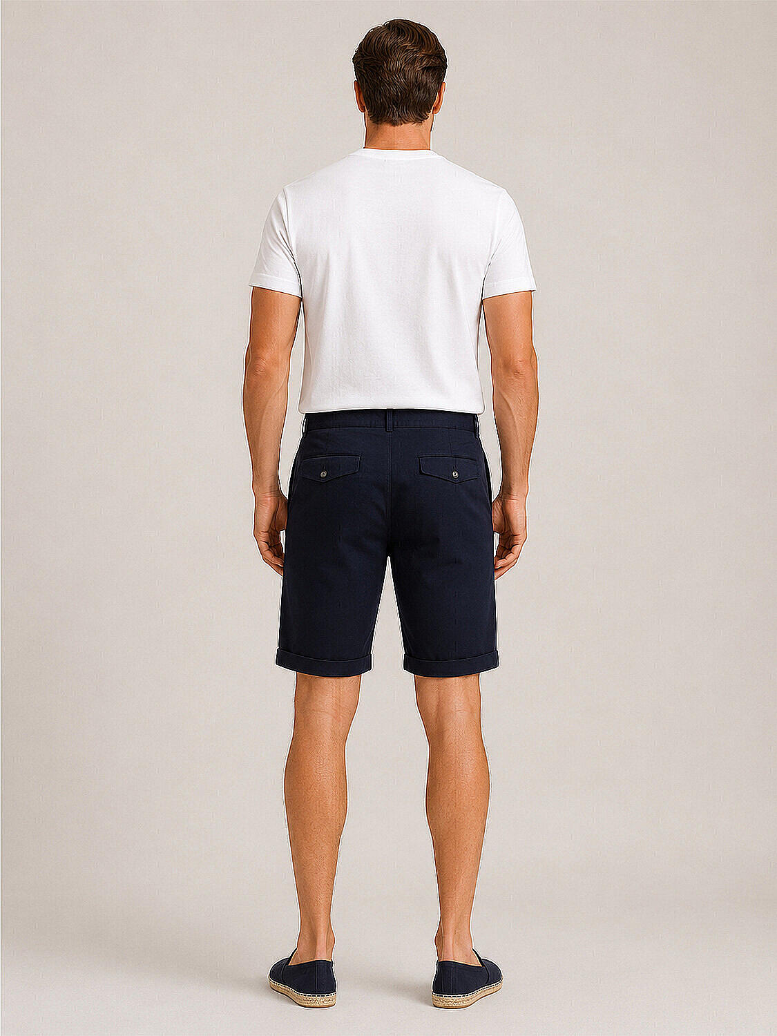 Lacivert Keten Karışımlı Regular Fit Şort (4)