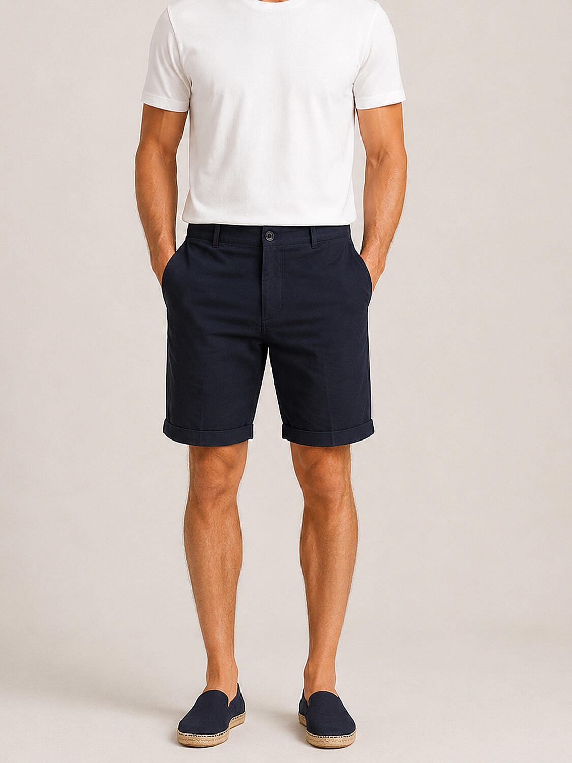 Lacivert Keten Karışımlı Regular Fit Şort - 1