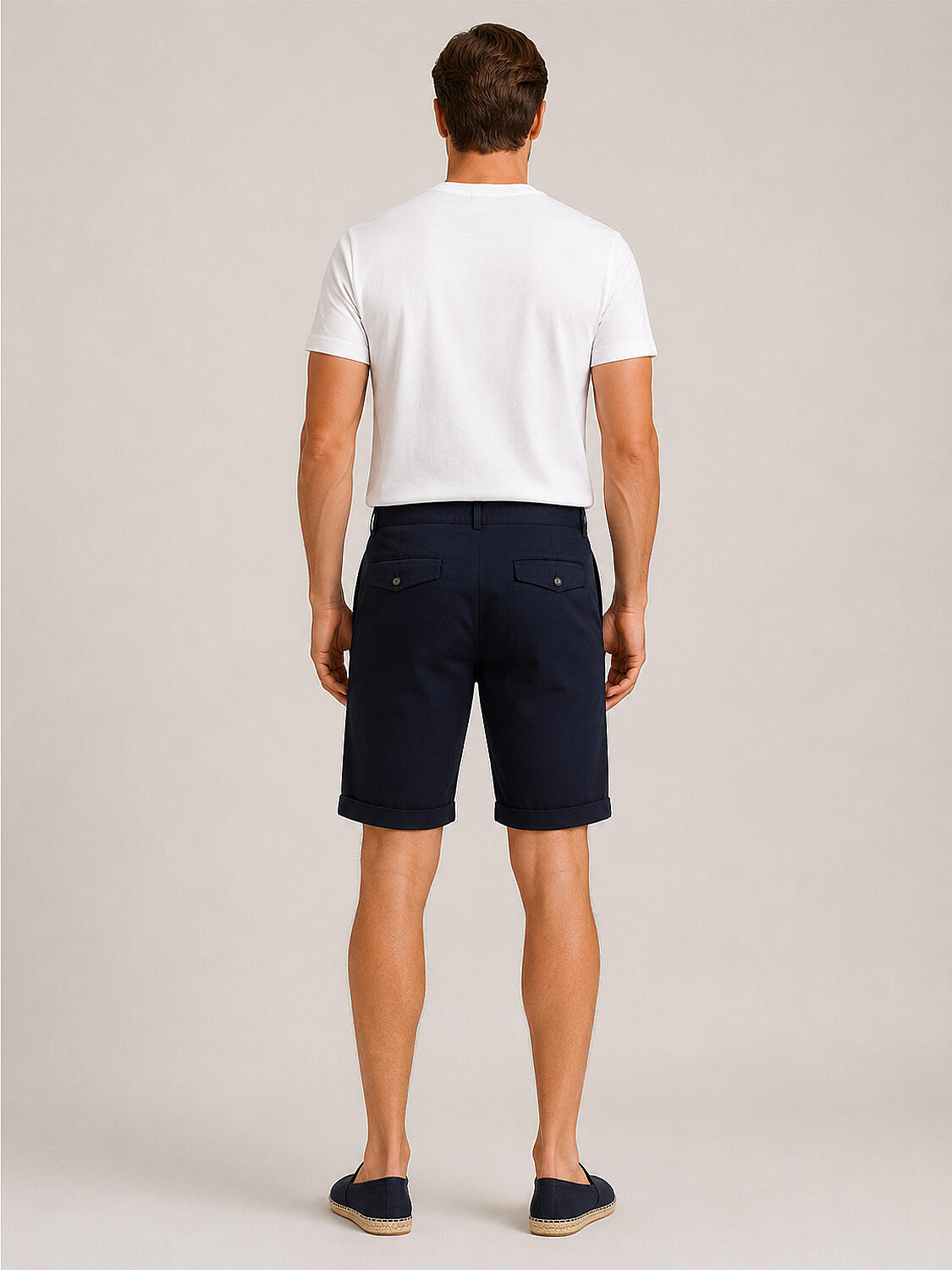 Lacivert Keten Karışımlı Regular Fit Şort - 4