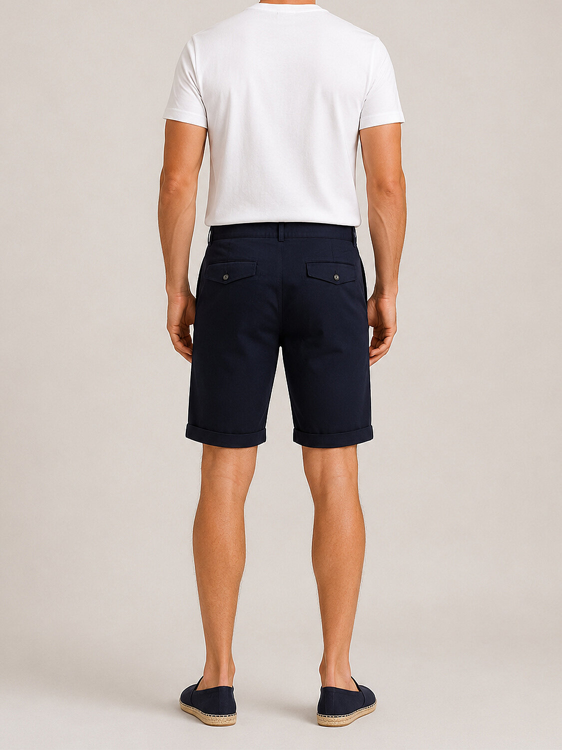 Lacivert Keten Karışımlı Regular Fit Şort (3)