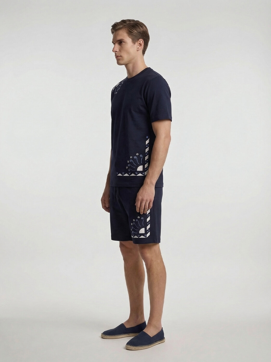 Lacivert Pamuk Dokulu Regular Fit Şort - 3