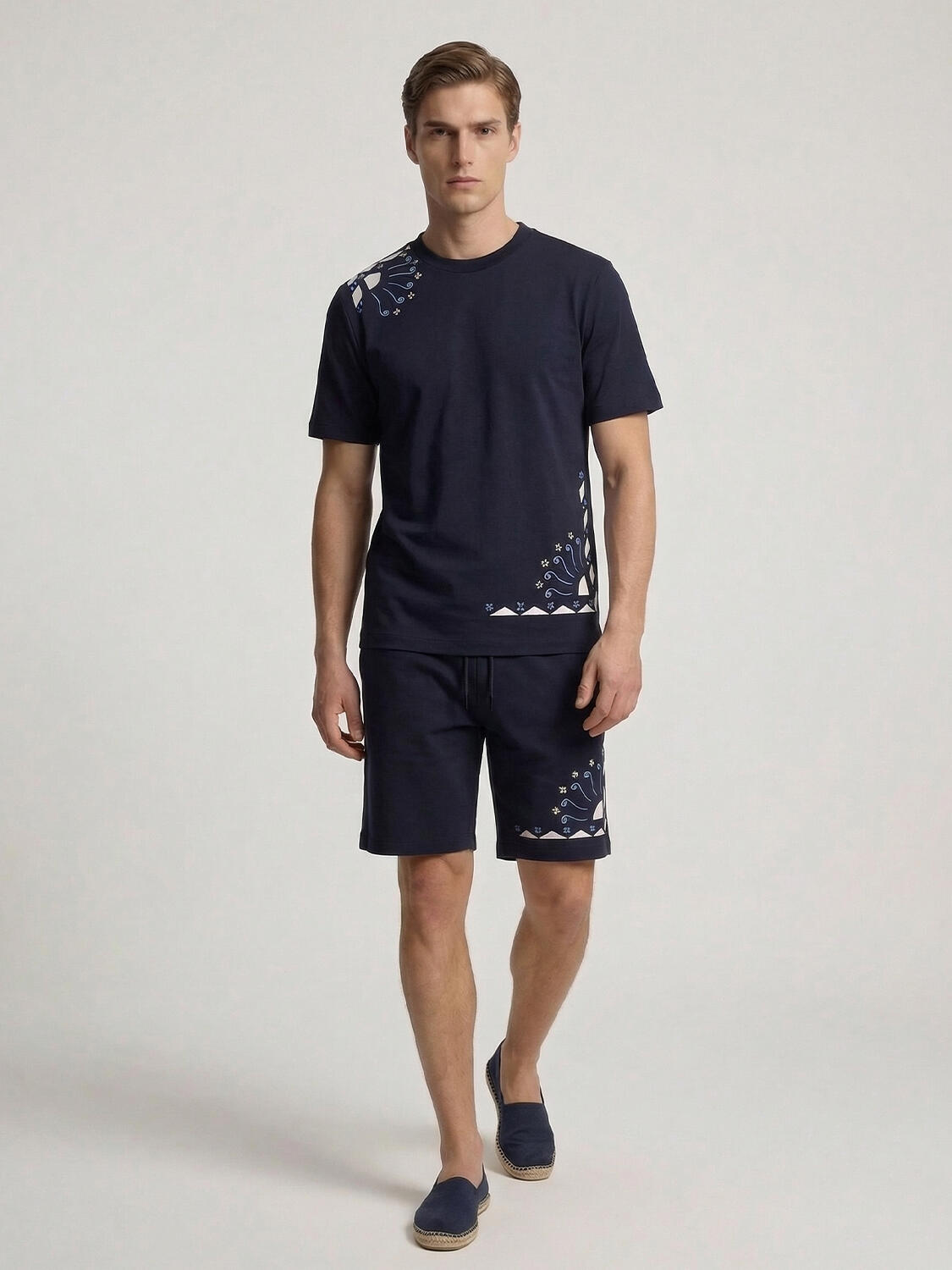 Lacivert Pamuk Dokulu Regular Fit Şort - 2