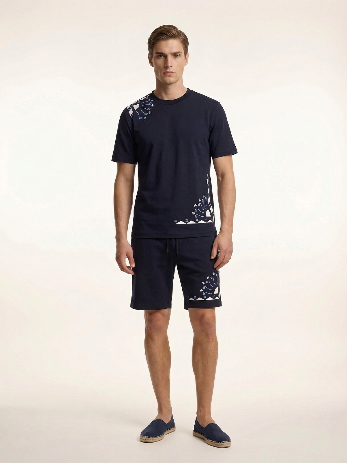 Lacivert Pamuk Dokulu Regular Fit Şort - 4