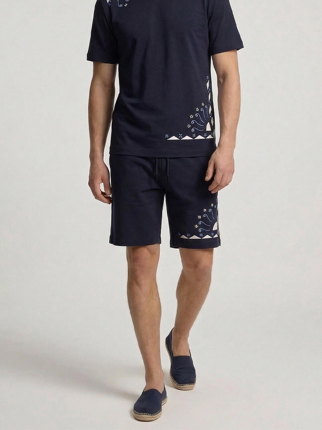 Lacivert Pamuk Dokulu Regular Fit Şort - 1