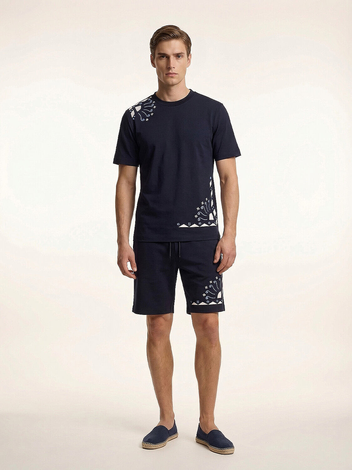 Lacivert Pamuk Dokulu Regular Fit Şort - 5