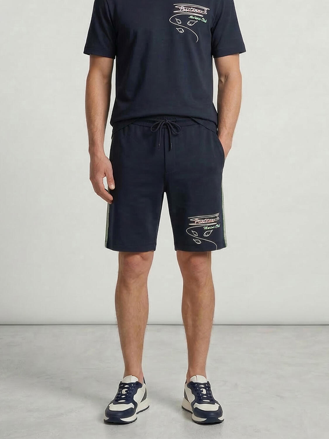 Lacivert Pamuk Dokulu Regular Fit Şort - 1