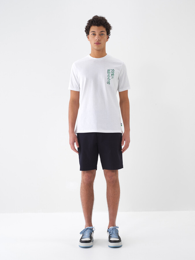 Lacivert Pamuk Dokulu Regular Fit Şort - 2
