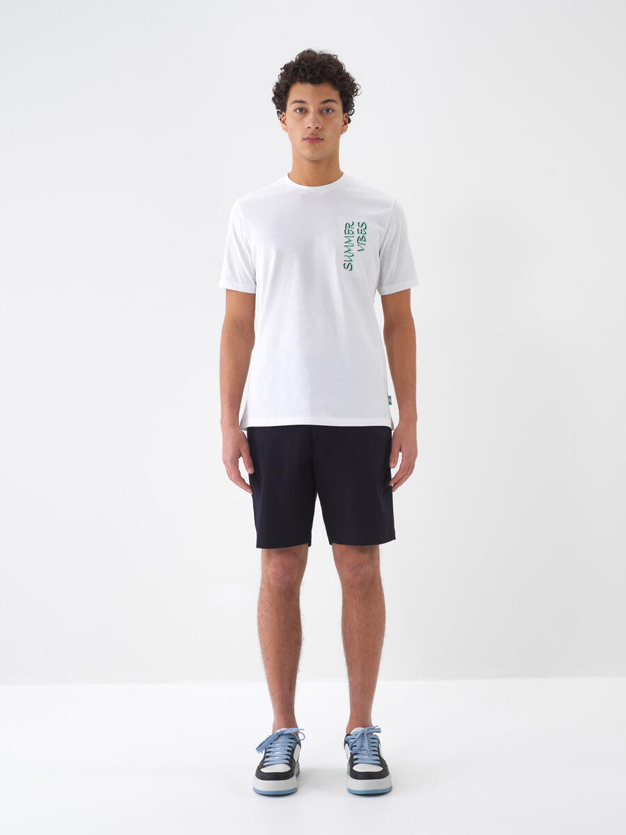 Lacivert Pamuk Dokulu Regular Fit Şort - 2