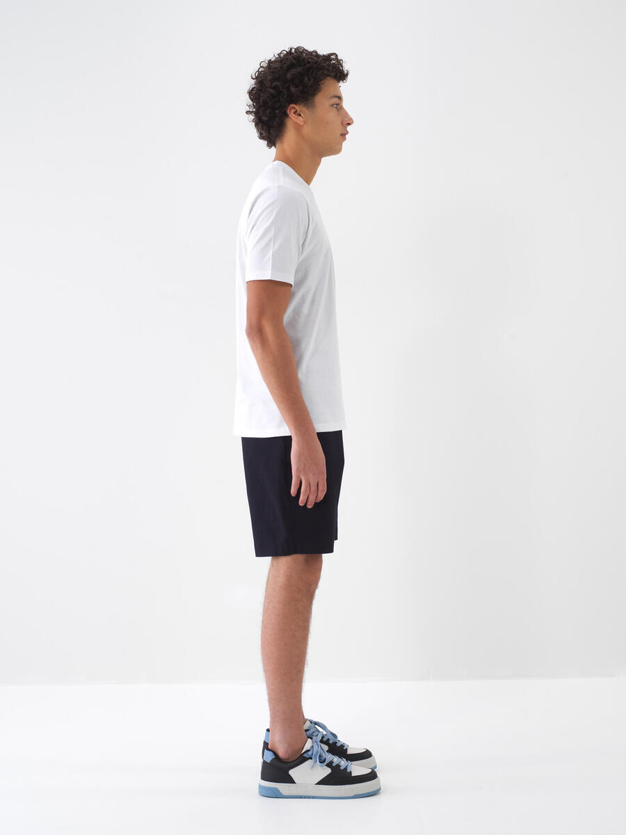 Lacivert Pamuk Dokulu Regular Fit Şort - 3