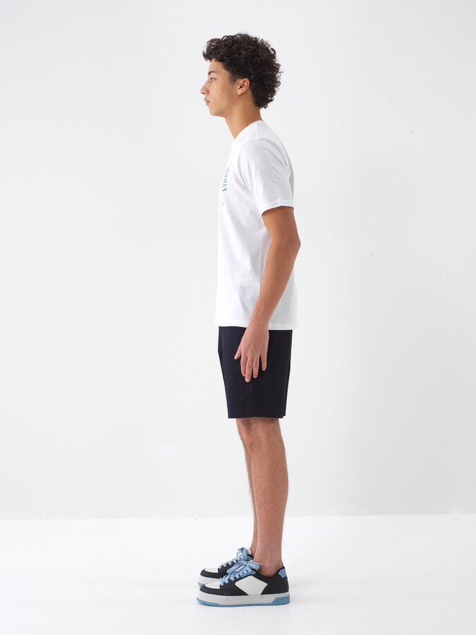 Lacivert Pamuk Dokulu Regular Fit Şort - 4