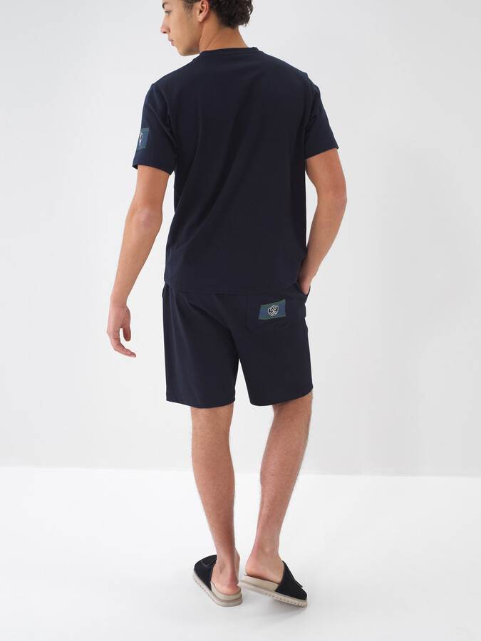 Lacivert Pamuk Dokulu Regular Fit Şort - 5