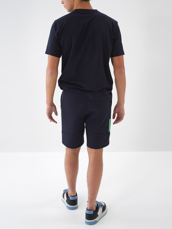Lacivert Pamuk Dokulu Slim Fit Şort - 5