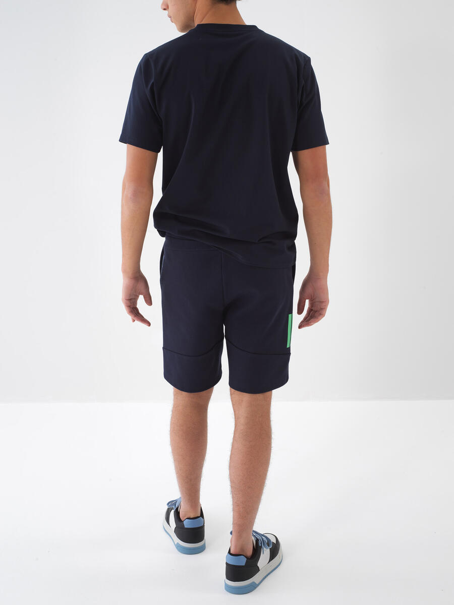 Lacivert Pamuk Dokulu Slim Fit Şort - 5
