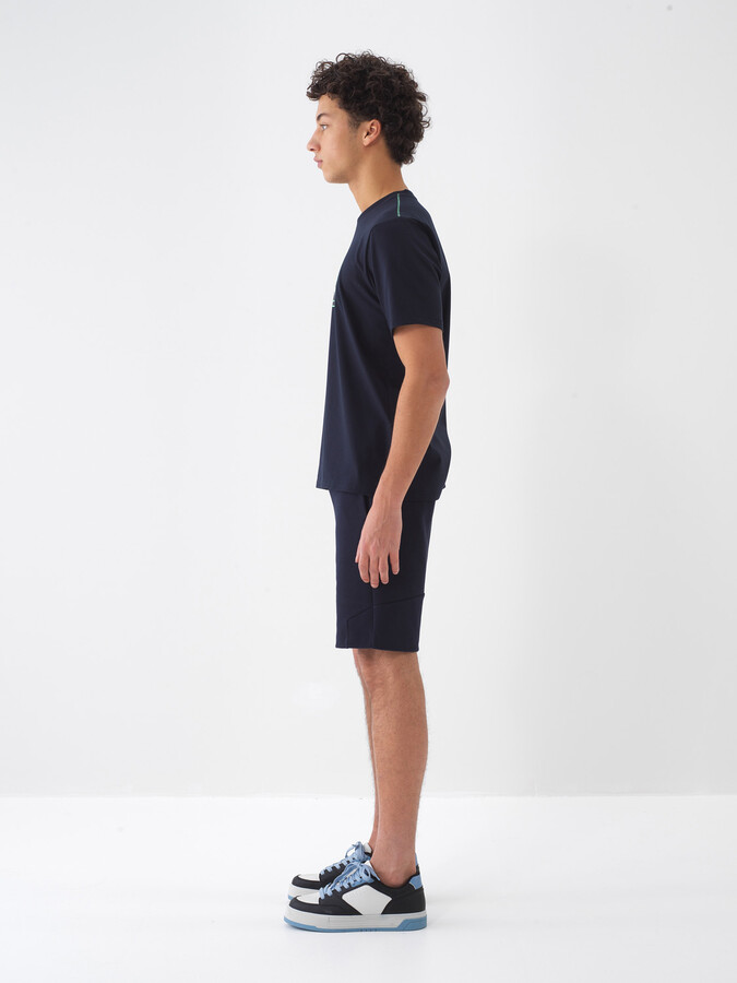 Lacivert Pamuk Dokulu Slim Fit Şort - 4