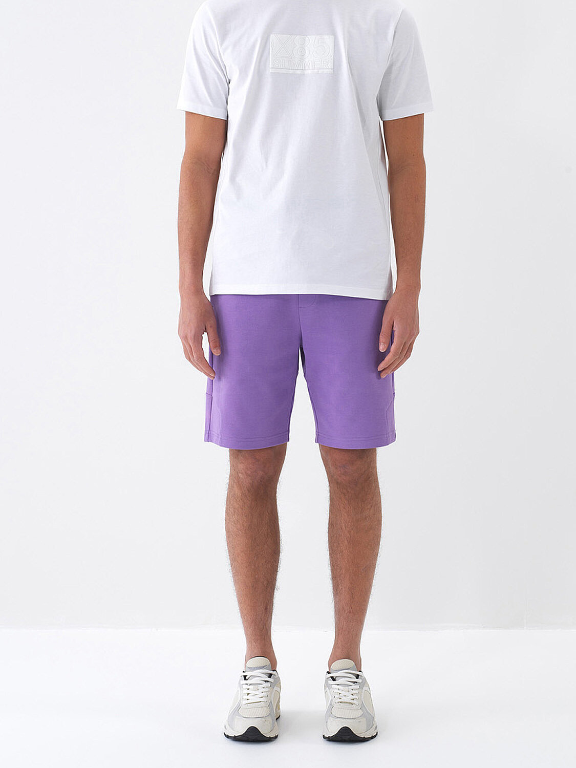 Lila Pamuk Dokulu Slim Fit Şort