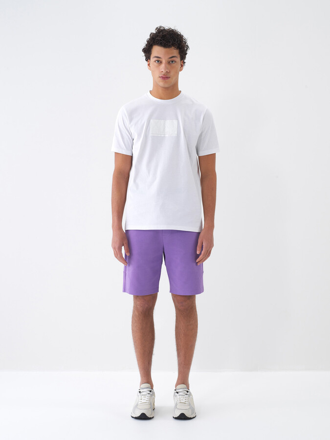 Lila Pamuk Dokulu Slim Fit Şort (1)