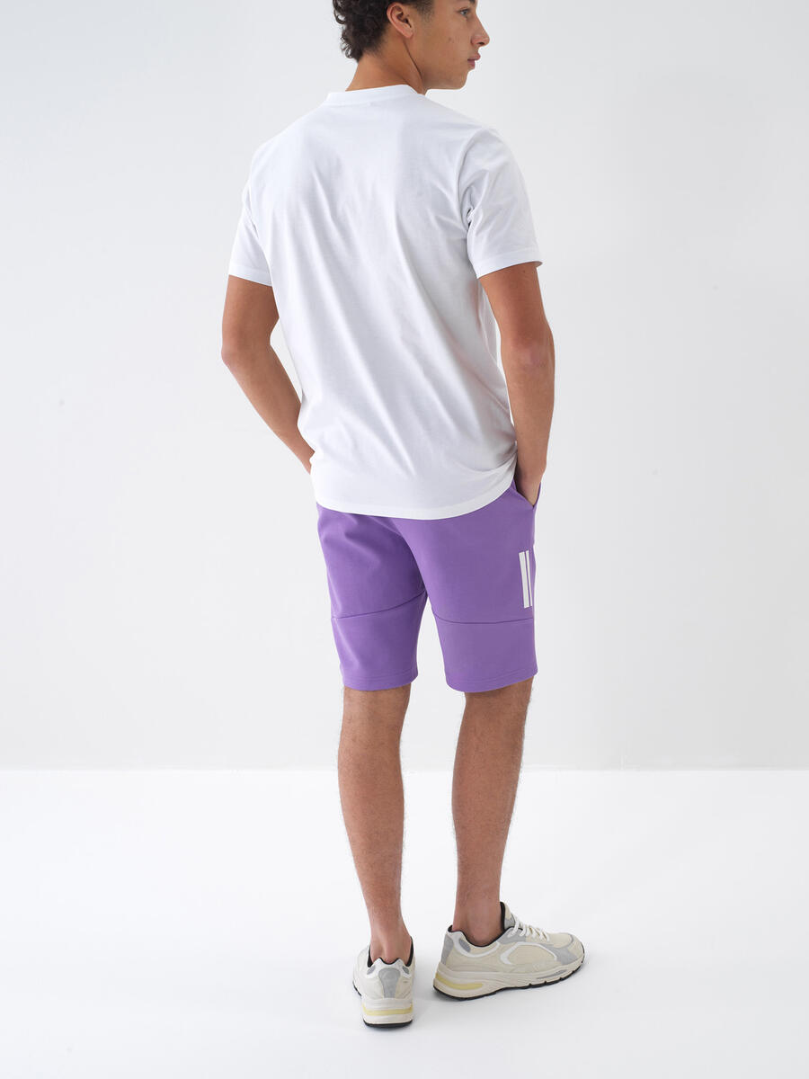 Lila Pamuk Dokulu Slim Fit Şort - 5