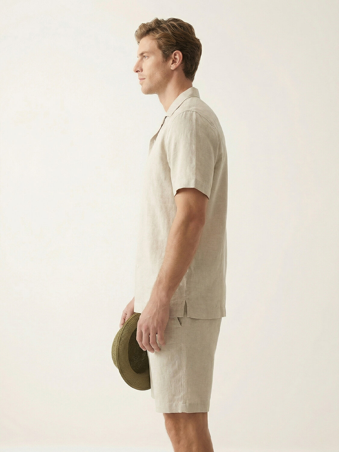 Naturel %100 Keten Regular Fit Şort - 3