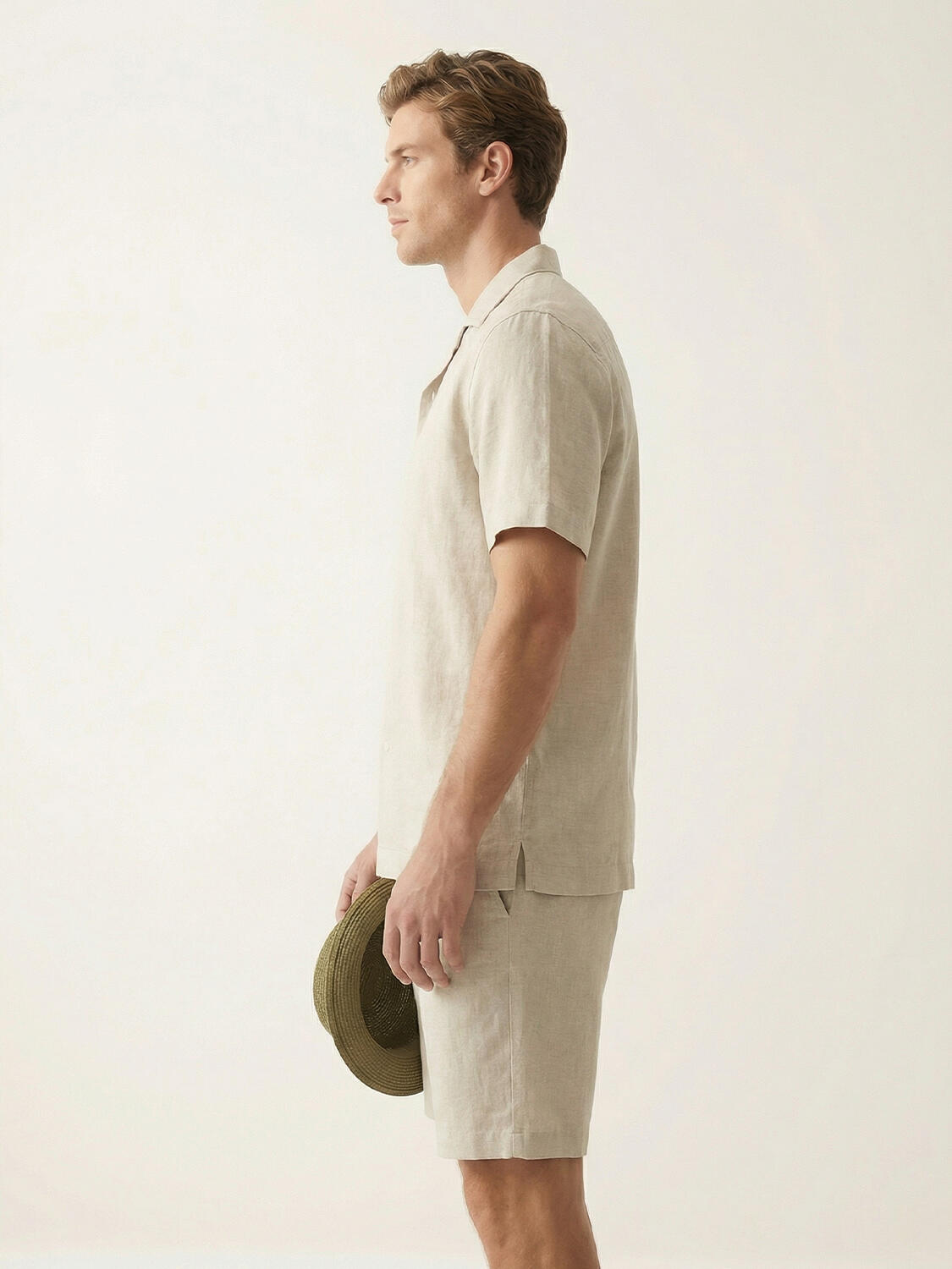 Naturel %100 Keten Regular Fit Şort - 3