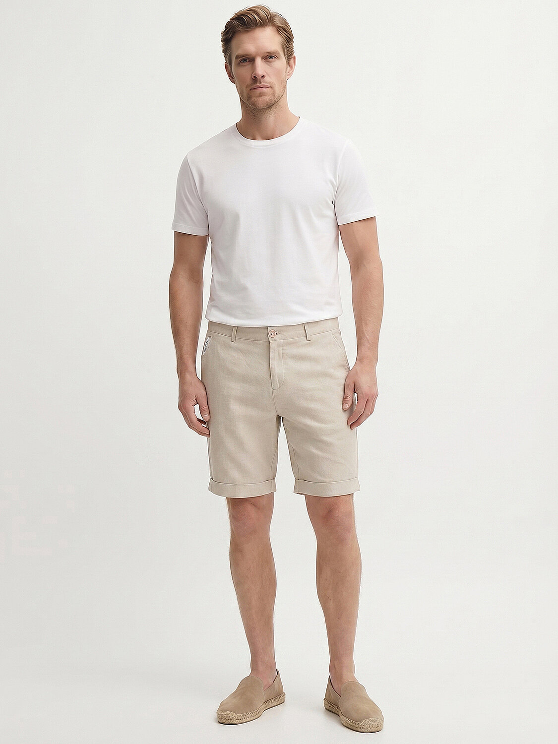 Naturel Keten Karışımlı Regular Fit Şort (1)