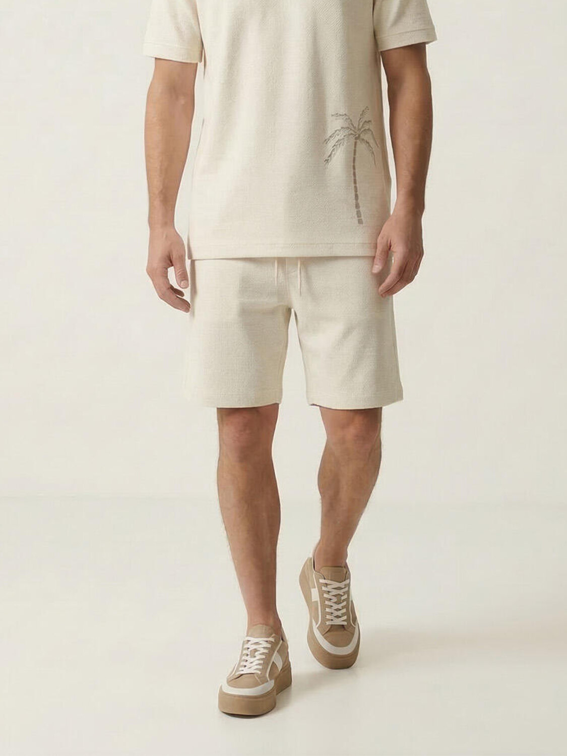 Naturel Keten Karışımlı Regular Fit Şort
