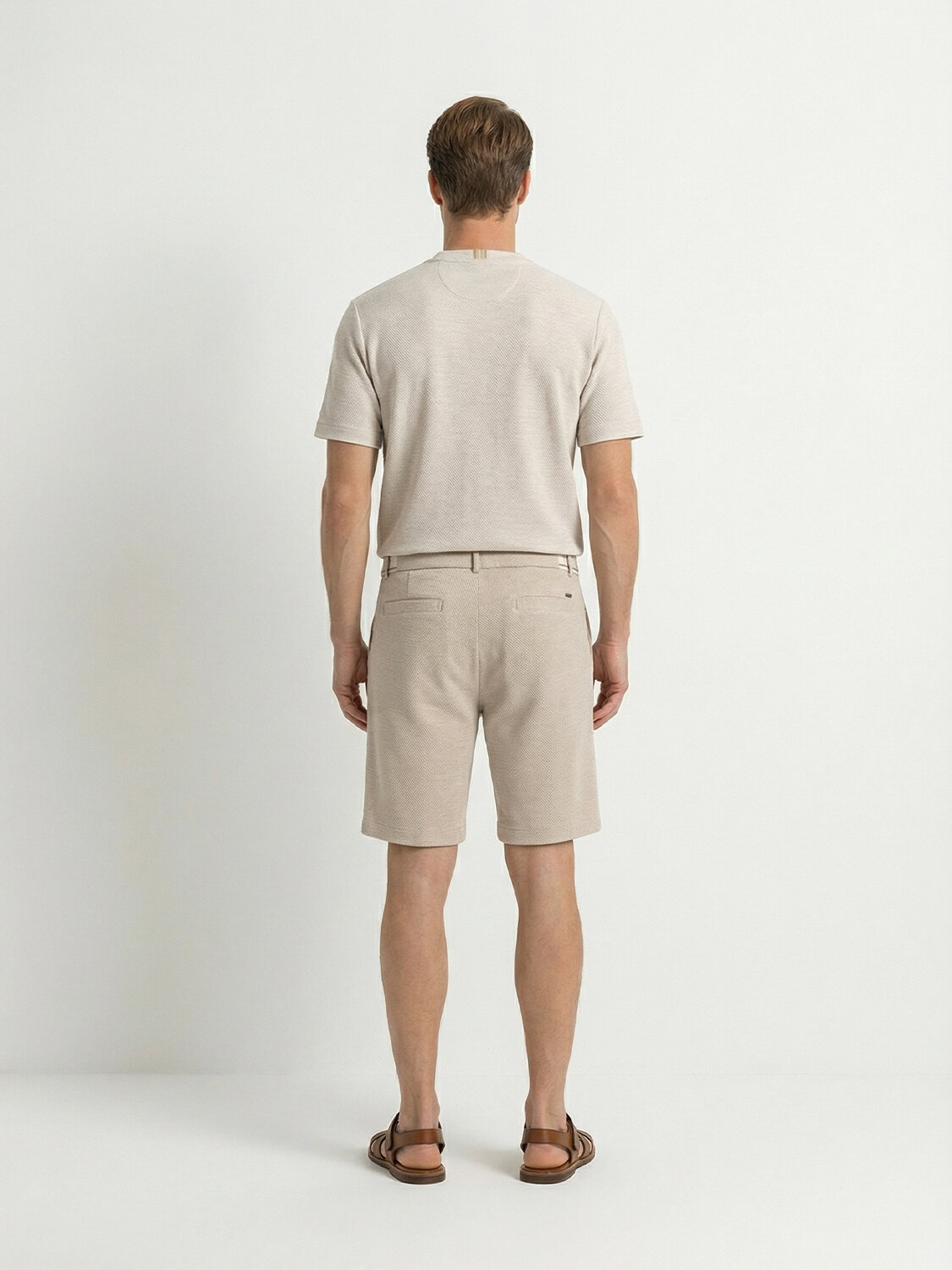 Naturel Pamuk Dokulu Regular Fit Şort - 3