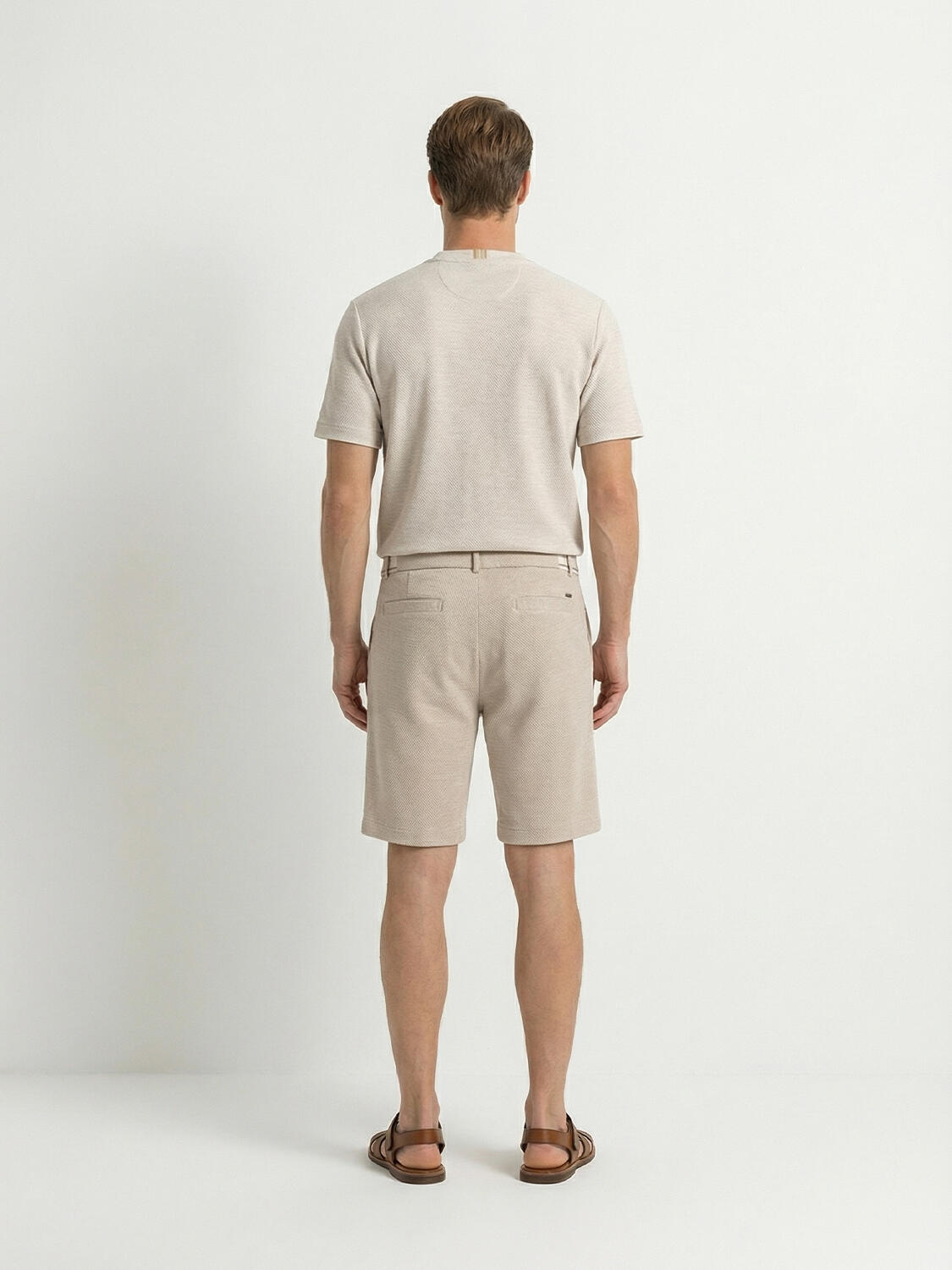 Naturel Pamuk Dokulu Regular Fit Şort - 3