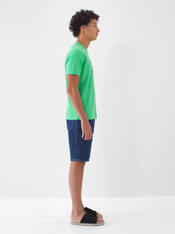Mavi Pamuk Dokulu Regular Fit Şort - 3