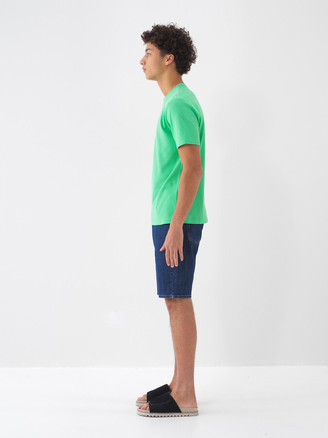 Mavi Pamuk Dokulu Regular Fit Şort - 4