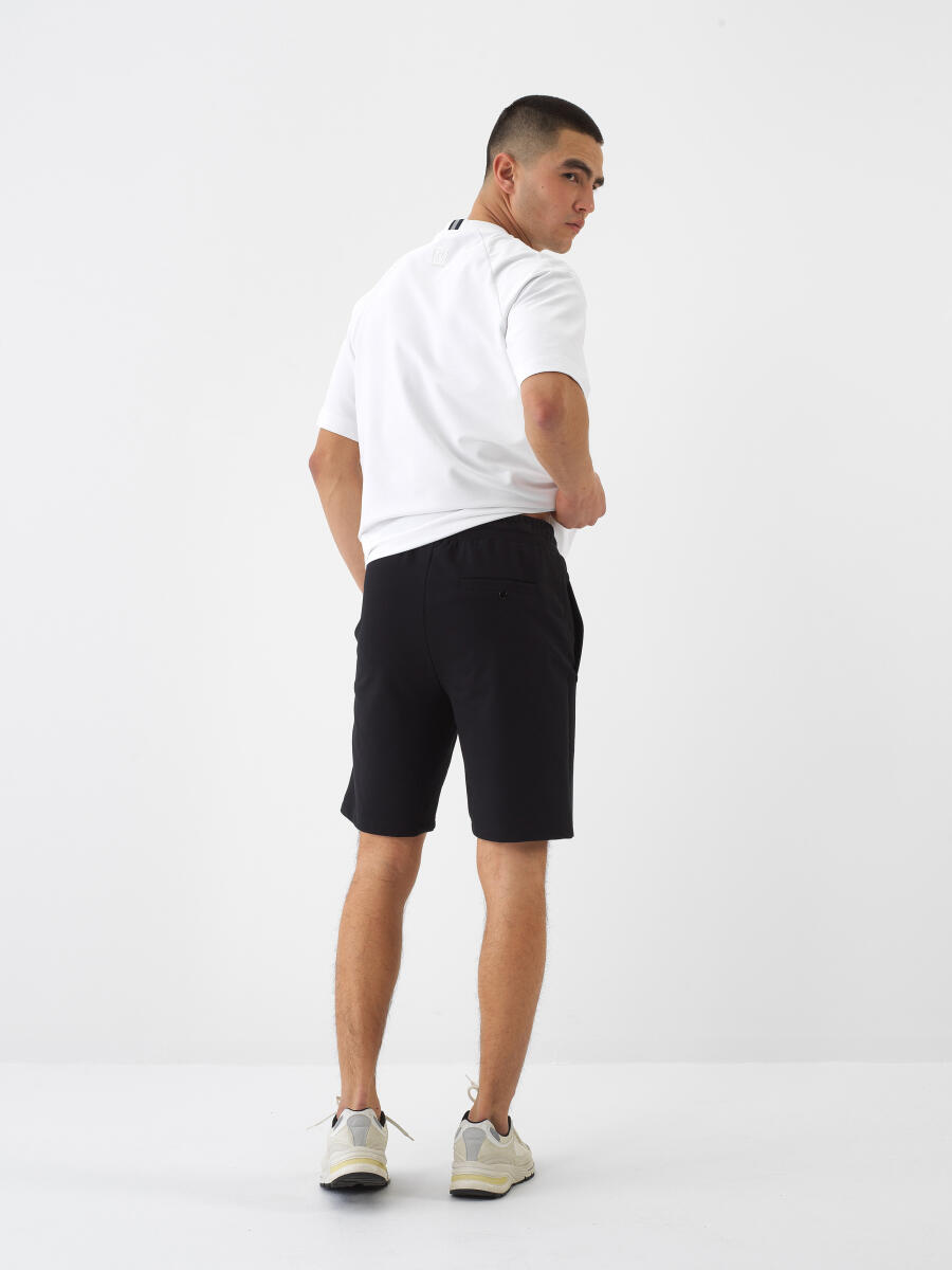 Siyah Pamuk Dokulu Regular Fit Şort - 4