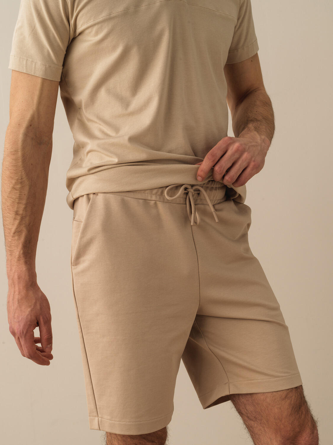 Taş Rengi Pamuk Dokulu Slim Fit Şort