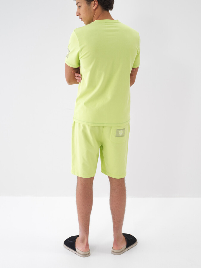 Yeşil Pamuk Dokulu Regular Fit Şort - 5