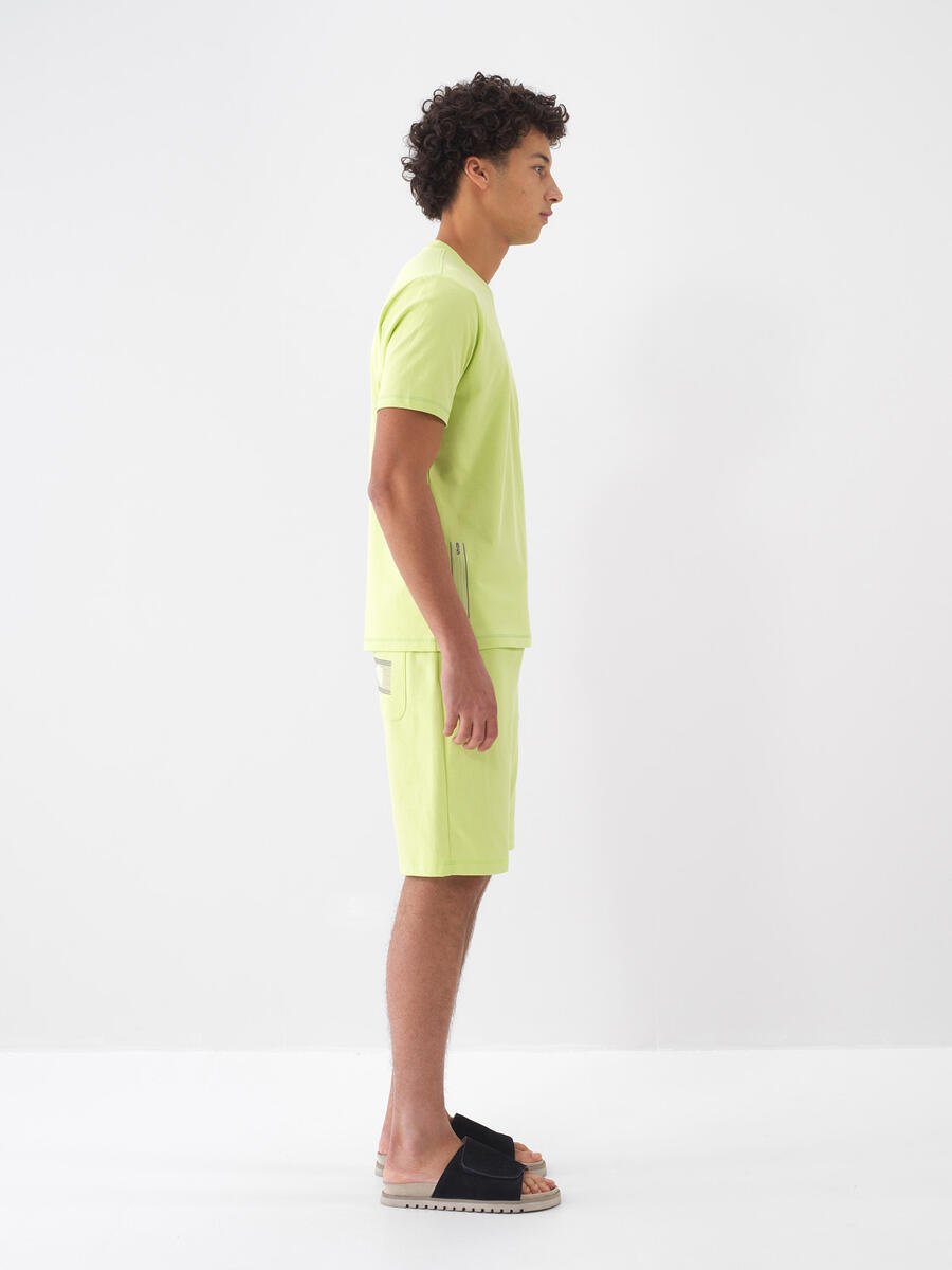 Yeşil Pamuk Dokulu Regular Fit Şort - 3