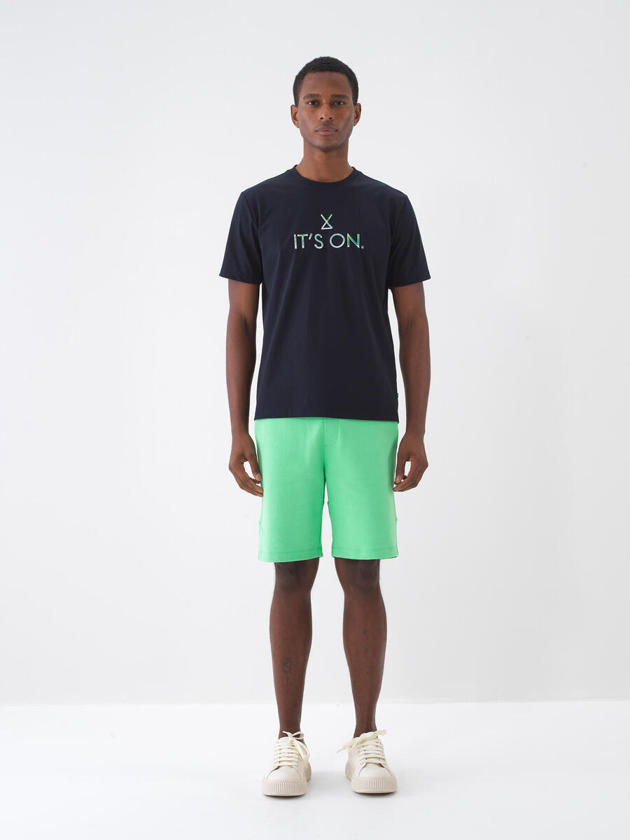 Yeşil Pamuk Dokulu Slim Fit Şort - 2