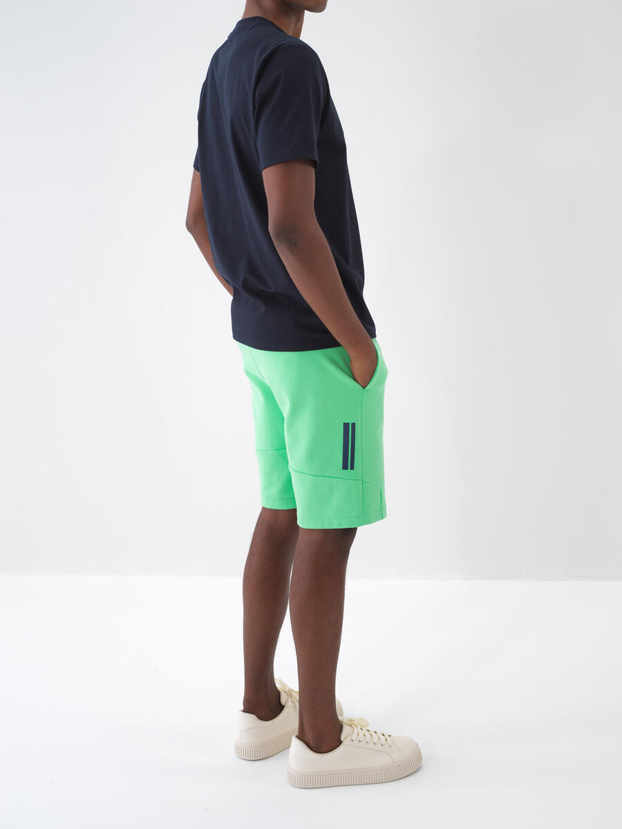 Yeşil Pamuk Dokulu Slim Fit Şort - 5