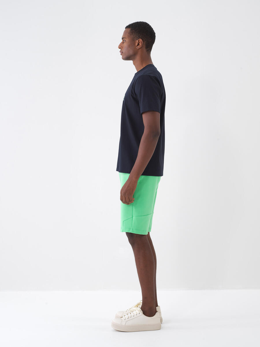 Yeşil Pamuk Dokulu Slim Fit Şort - 4