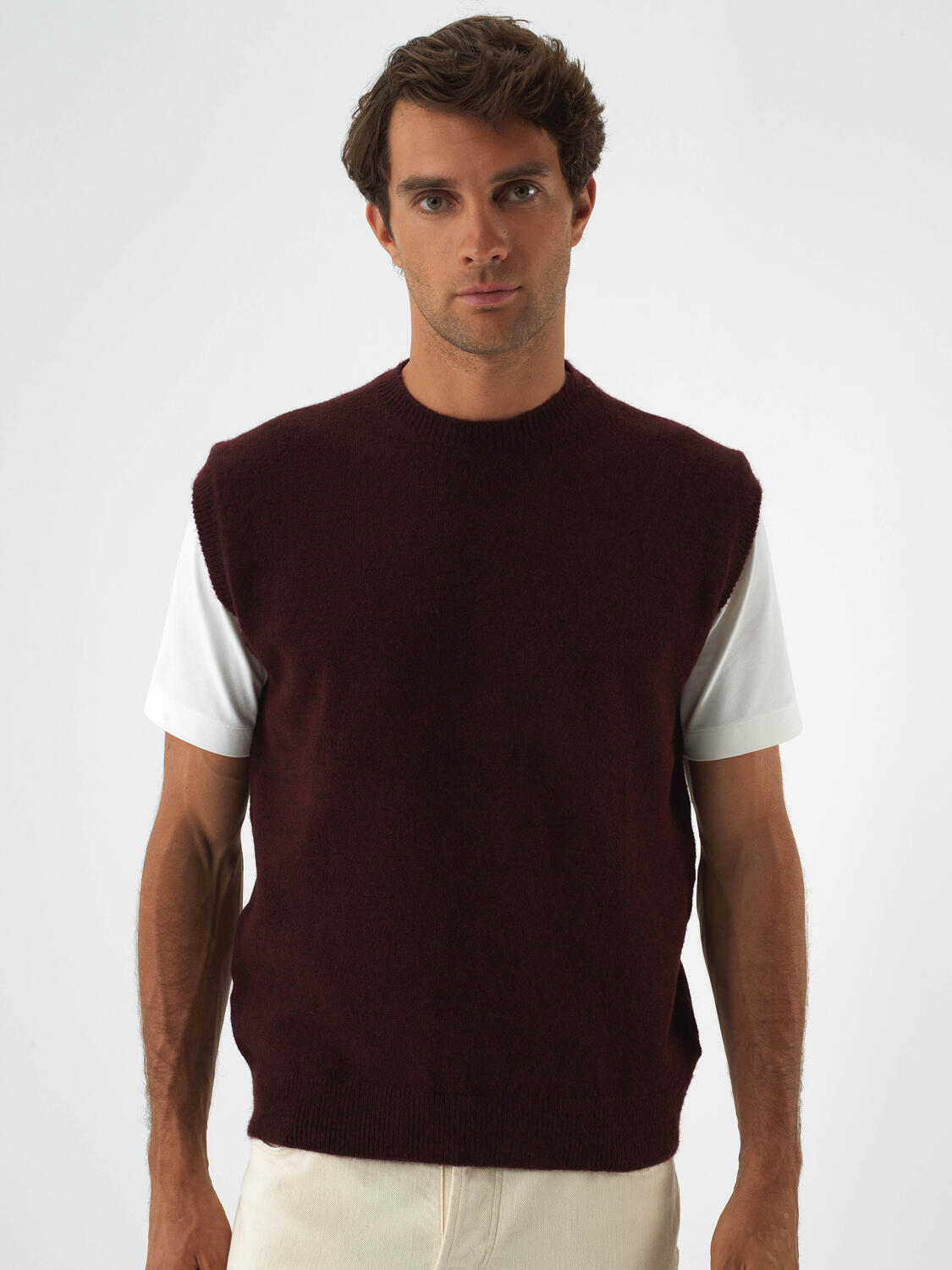 Bordo Yumuşak Dokulu Regular Fit Süveter