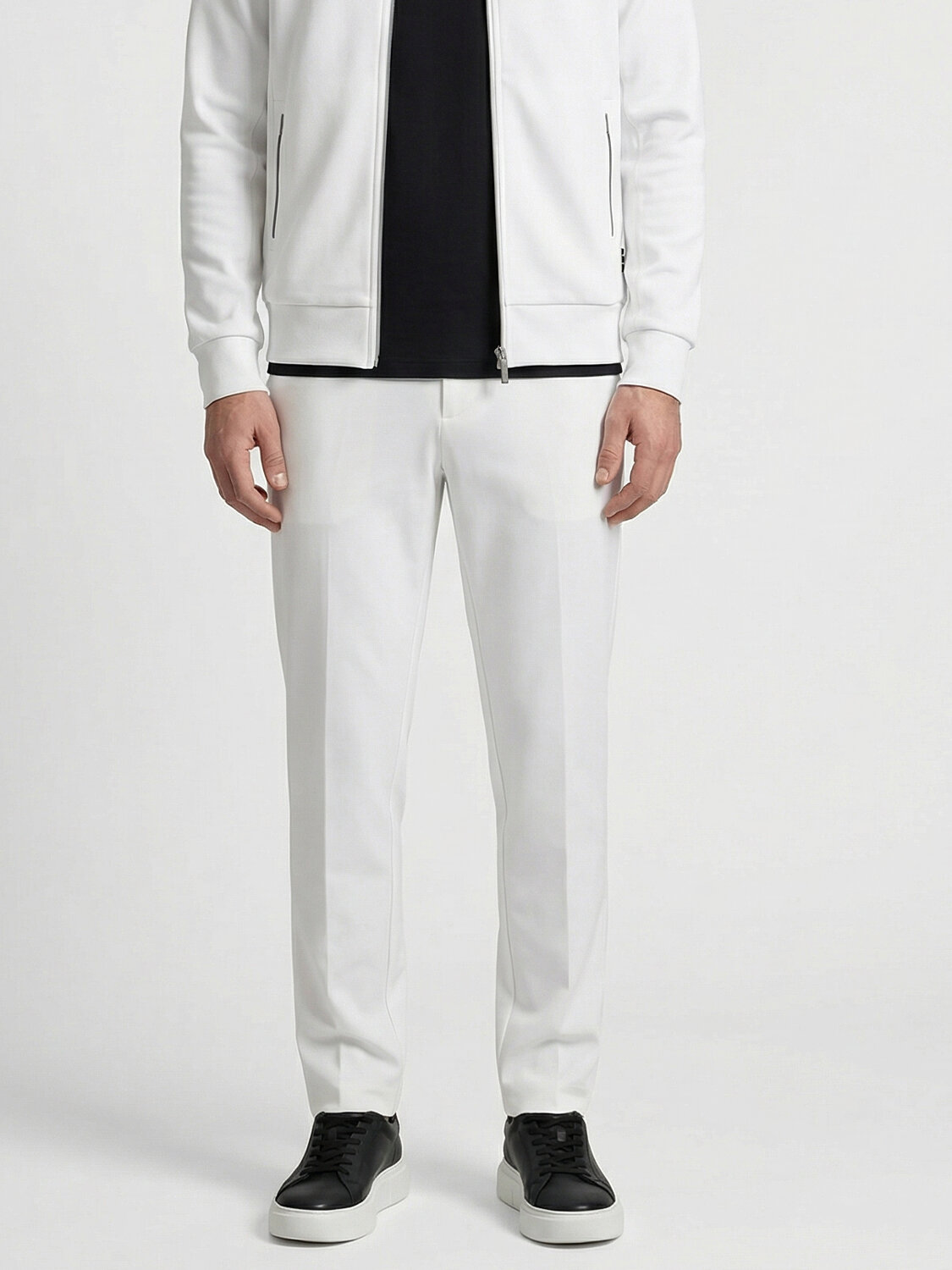 Beyaz Pamuk Dokulu Regular Fit Sweat Pantolon