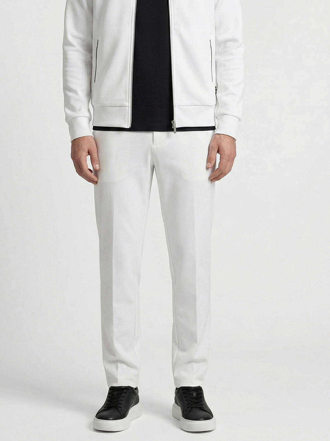 Beyaz Pamuk Dokulu Regular Fit Sweat Pantolon - 1