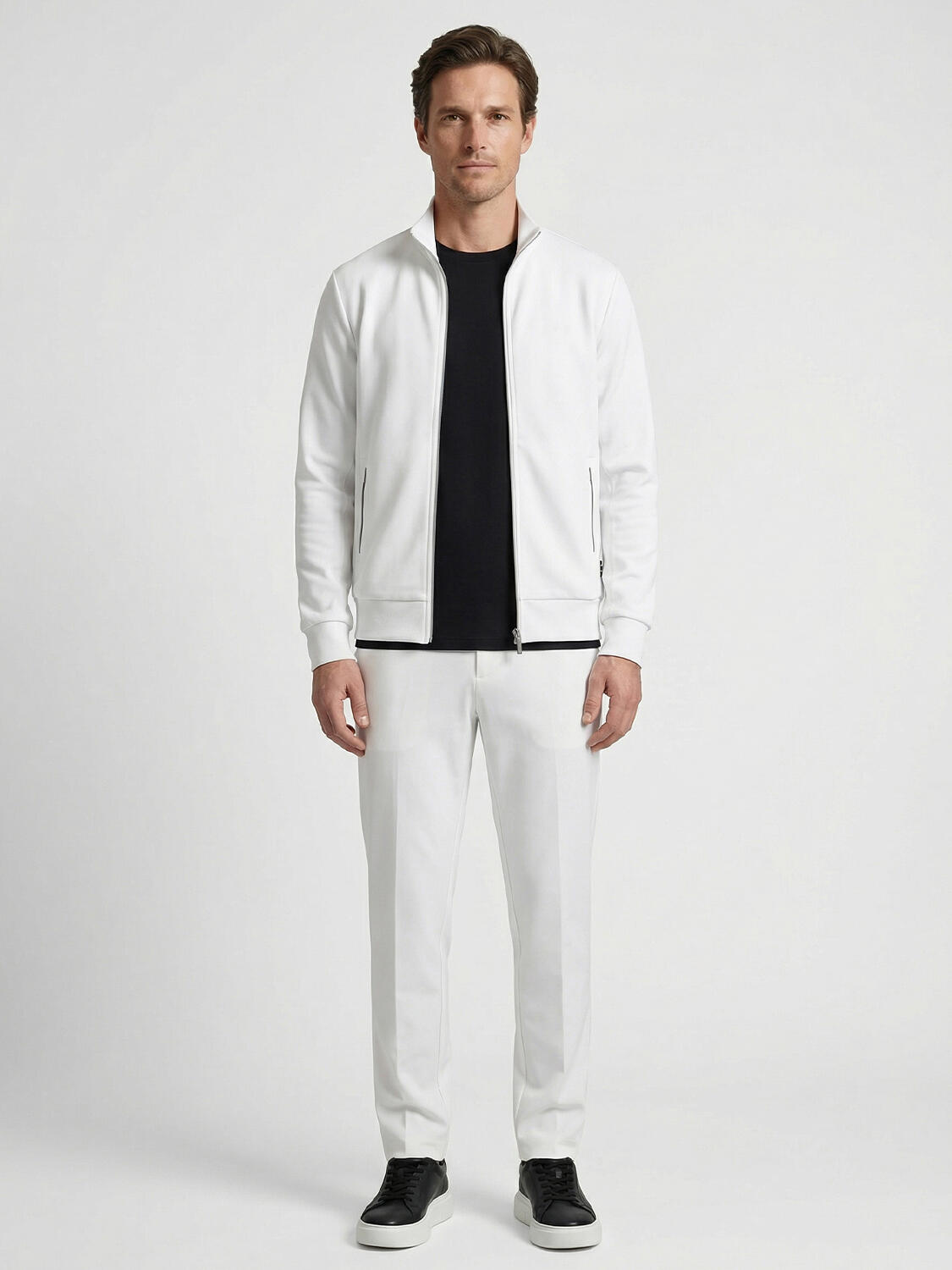 Beyaz Pamuk Dokulu Regular Fit Sweat Pantolon - 2