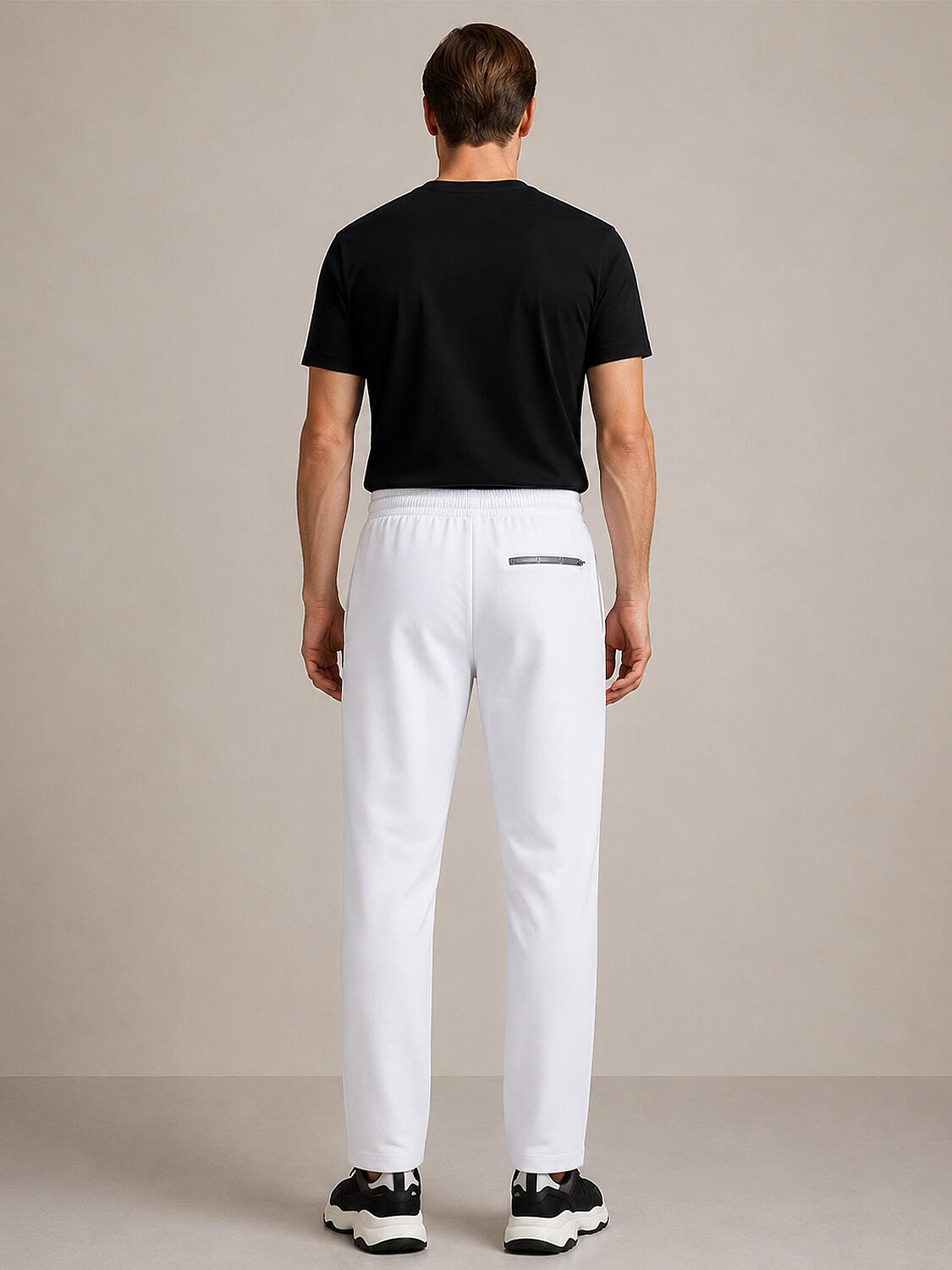 Beyaz Pamuk Dokulu Regular Fit Sweat Pantolon - 3
