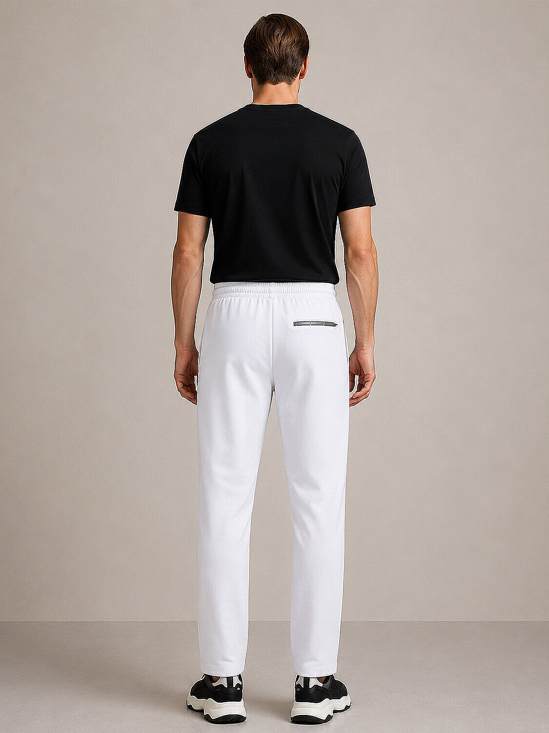 Beyaz Pamuk Dokulu Regular Fit Sweat Pantolon (3)