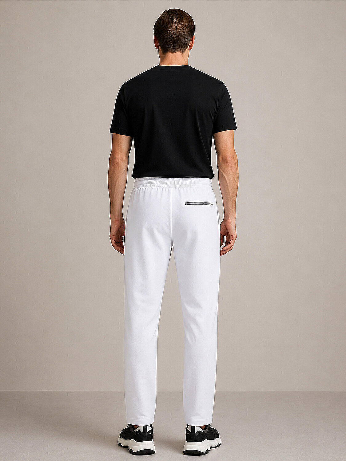 Beyaz Pamuk Dokulu Regular Fit Sweat Pantolon (3)
