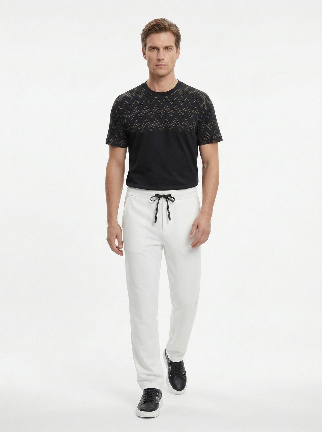 Beyaz Pamuk Dokulu Regular Fit Sweat Pantolon - 2