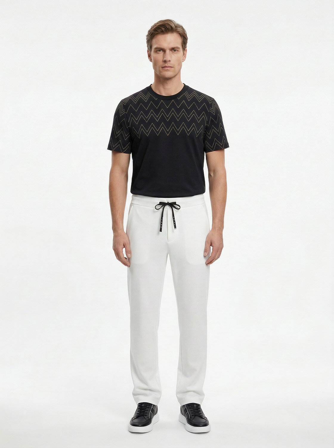 Beyaz Pamuk Dokulu Regular Fit Sweat Pantolon - 3